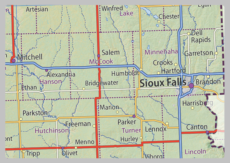 South Dakota Physical State Map