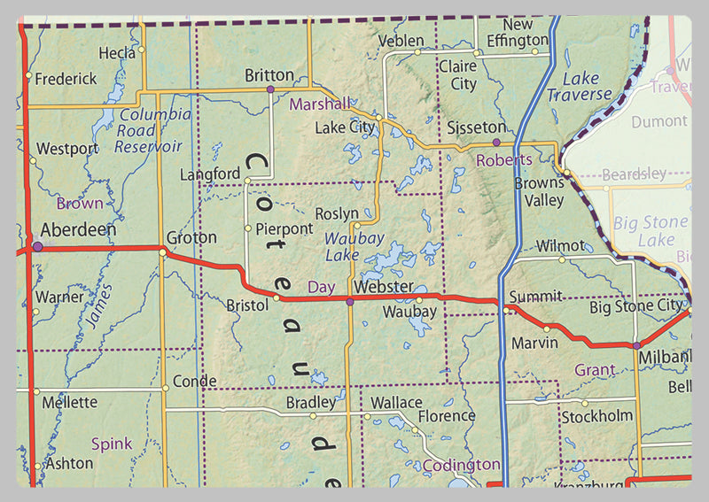 South Dakota Physical State Map