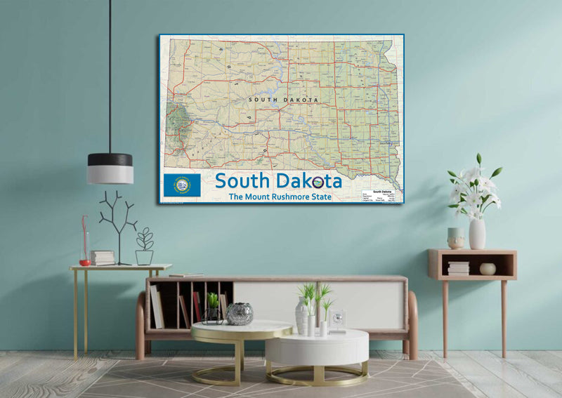 South Dakota Physical State Map