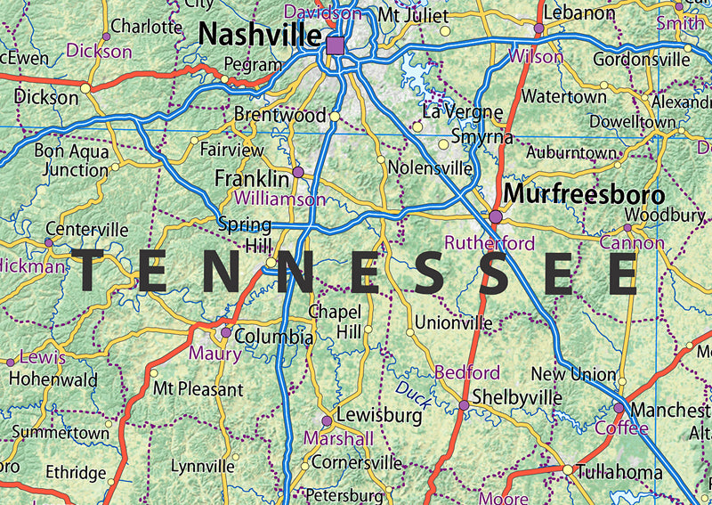 Tennessee Physical State Map | I Love Maps