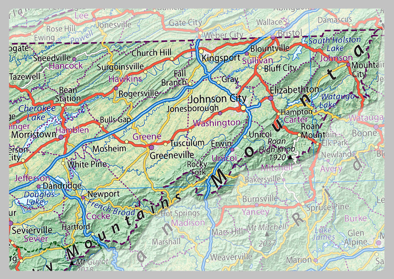 Tennessee Physical State Map– I Love Maps