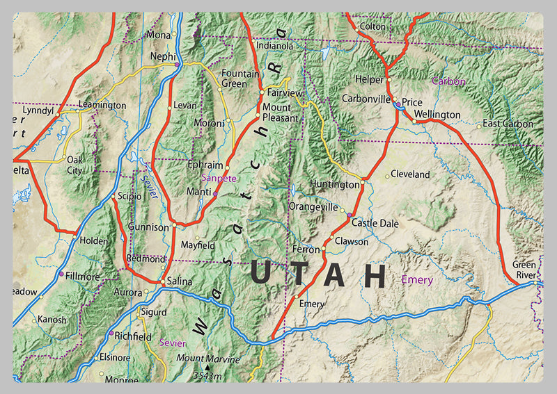 Utah Physical State Map