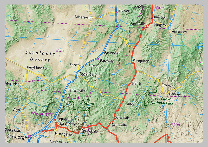 Utah Physical State Map