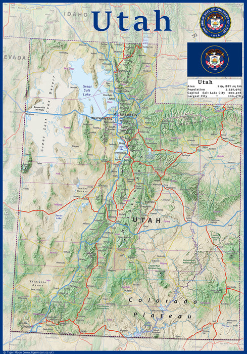 Utah Physical State Map