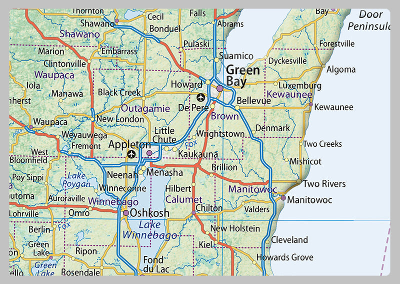 Wisconsin Physical State Map