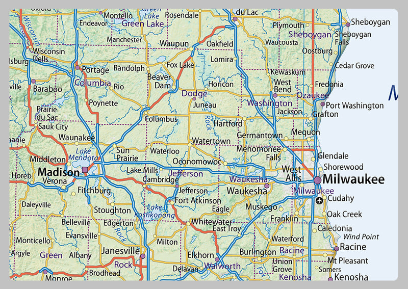 Wisconsin Physical State Map