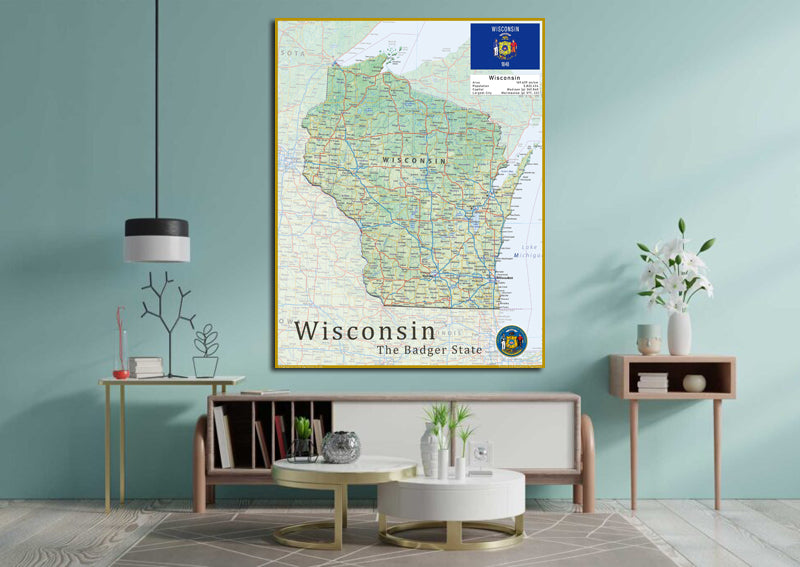 Wisconsin Physical State Map