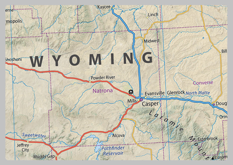 Wyoming Physical State Map– I Love Maps