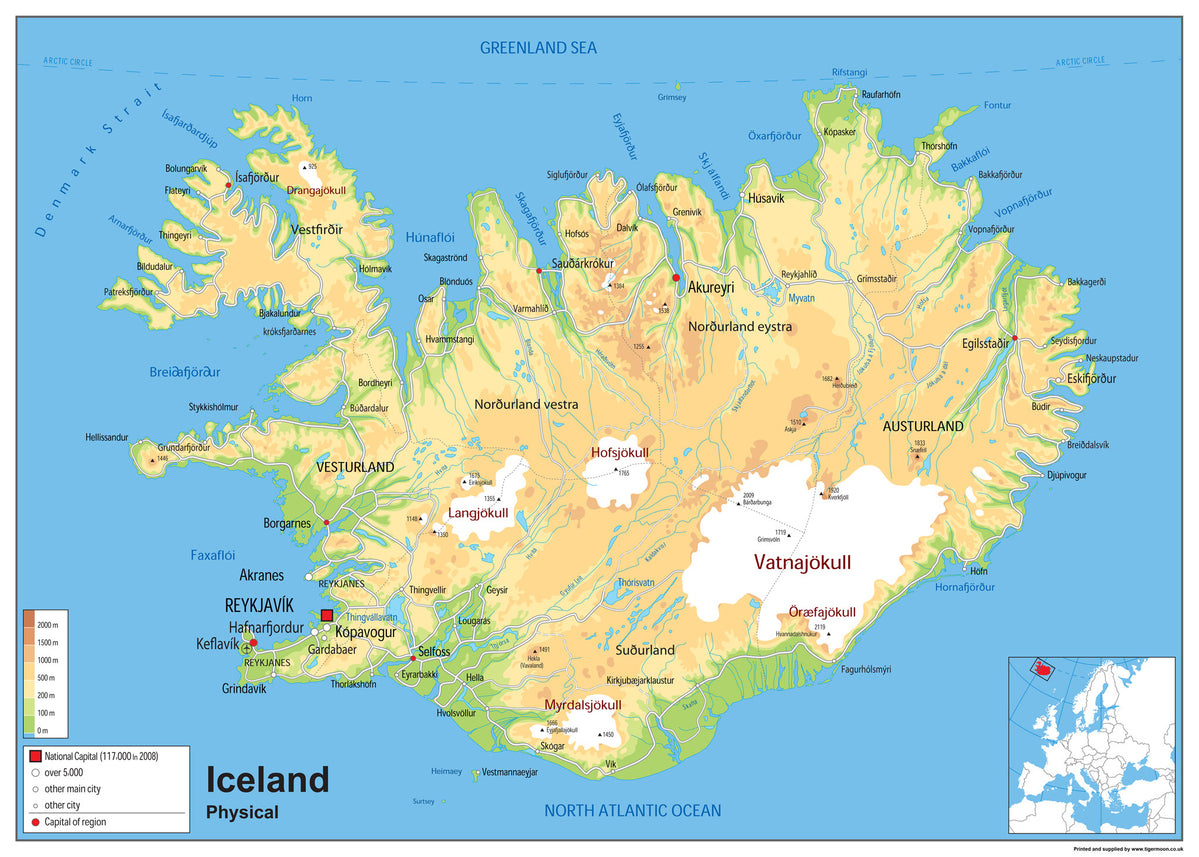 Iceland Physical Map– I Love Maps