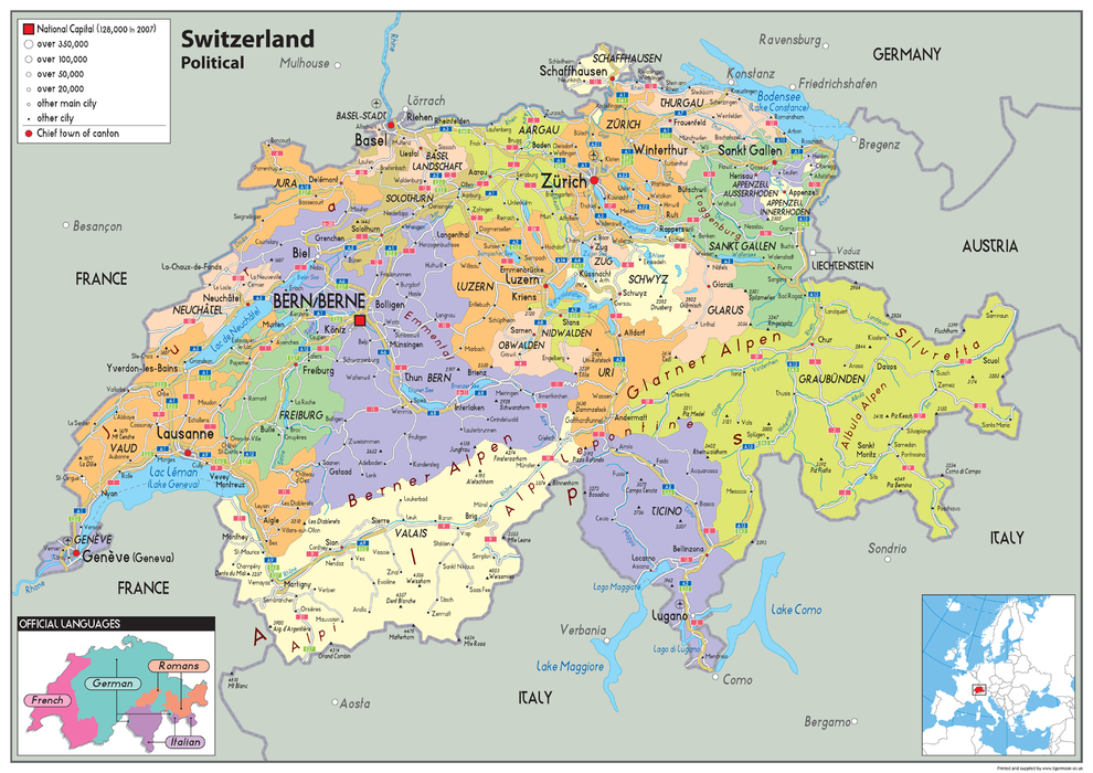 Switzerland Political Map