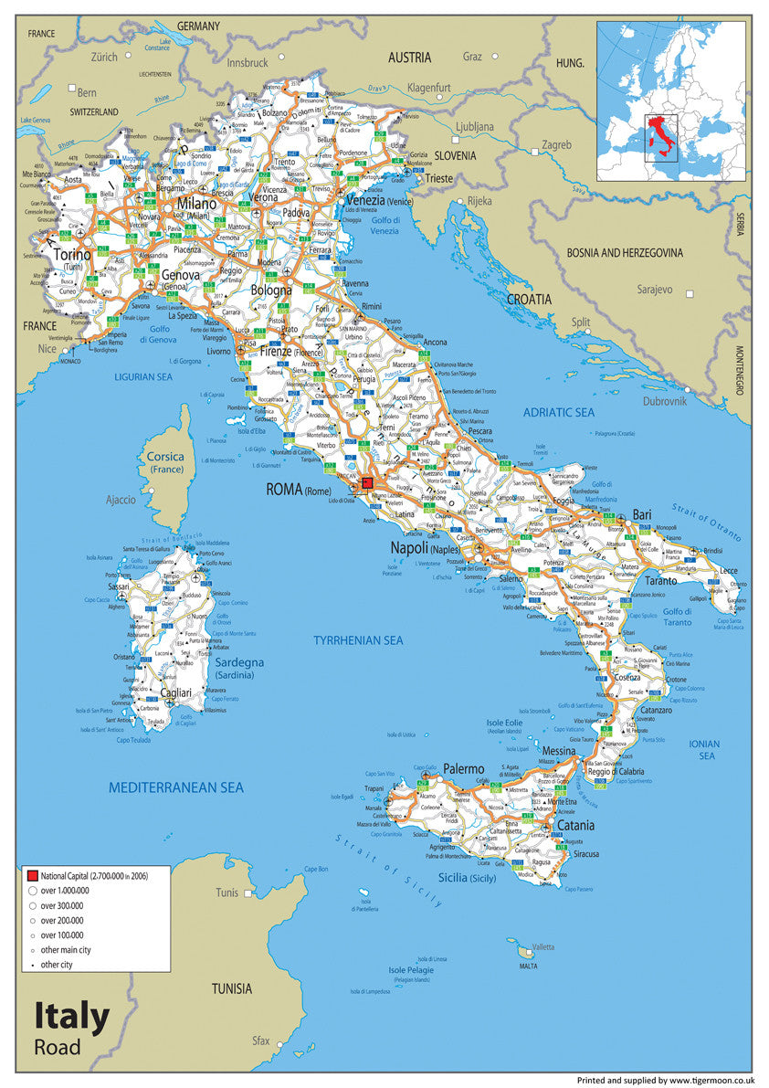 Italy Road Map– I Love Maps
