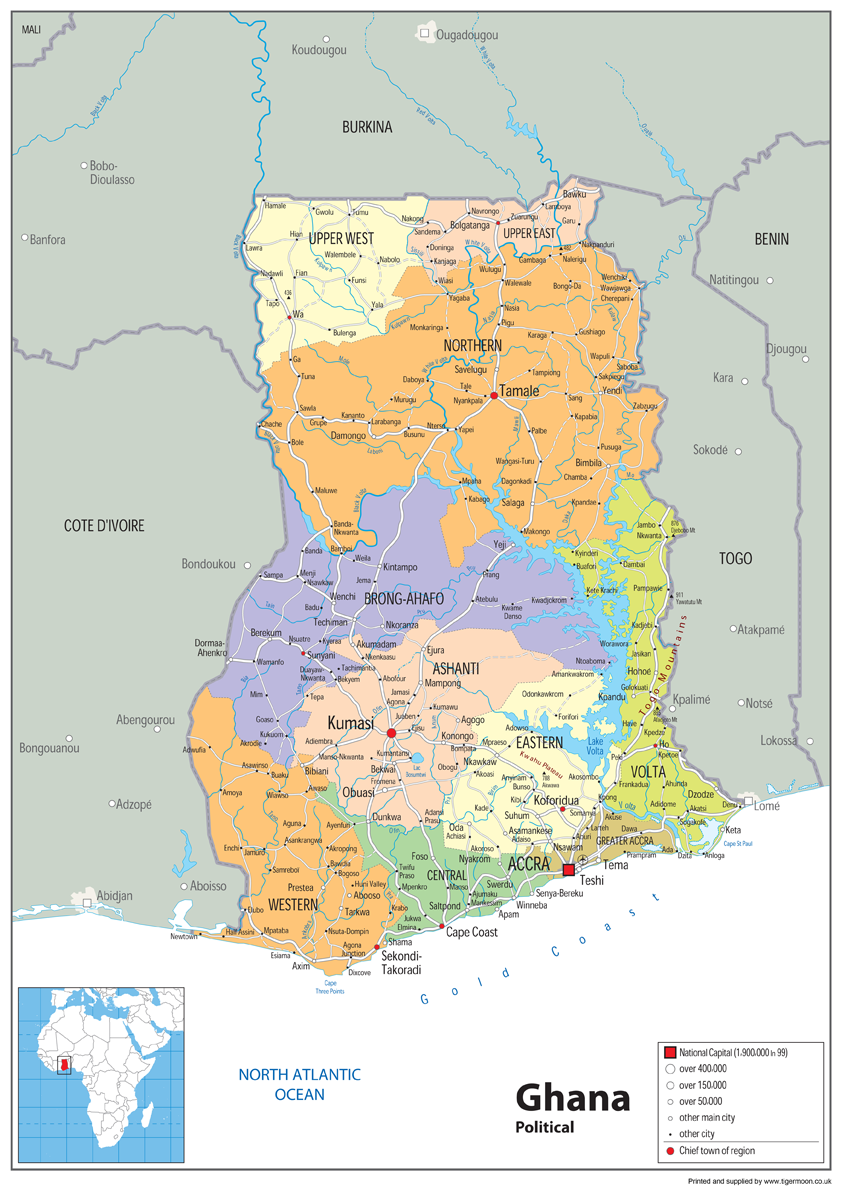 Ghana Poltical Map– I Love Maps