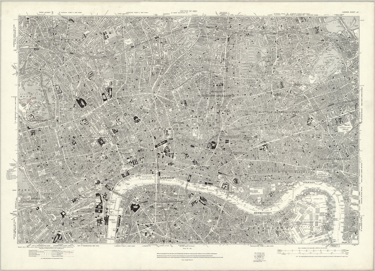 1920 Map of Central London - Ordnance Survey 1:10,560 Scale– I Love Maps