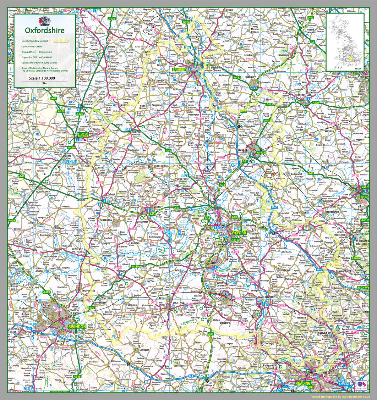 Oxfordshire County Map– I Love Maps