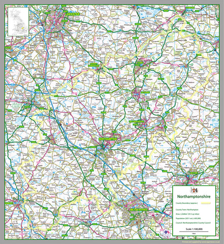 Northamptonshire County Map | I Love Maps