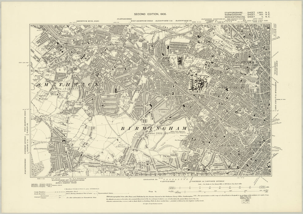 Birmingham South West 1905 Map