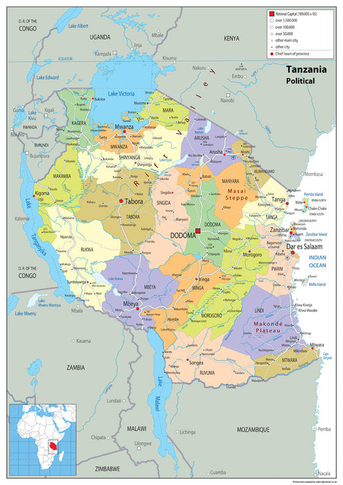 Tanzania Political Map