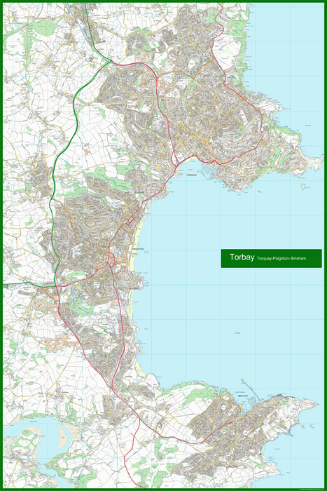 Torquay, Paignton and Brixham Coastal Area Map