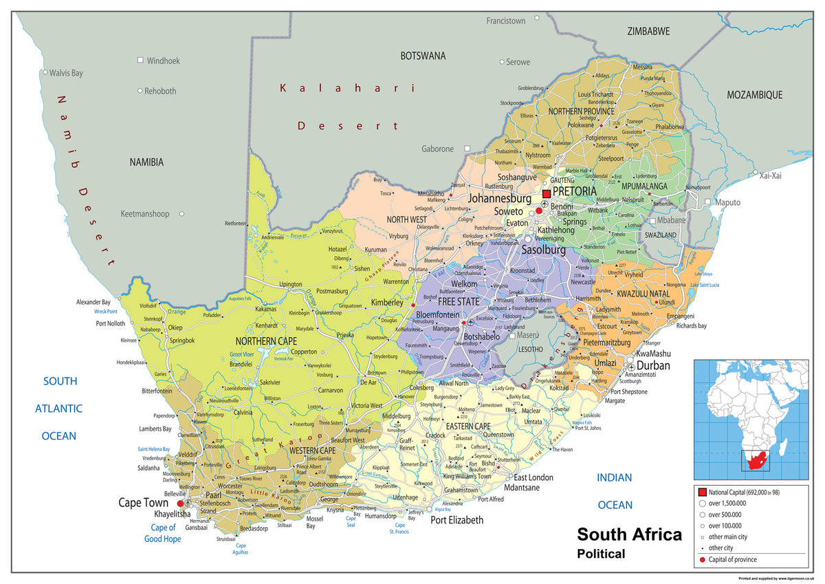 South Africa Political Map– I Love Maps