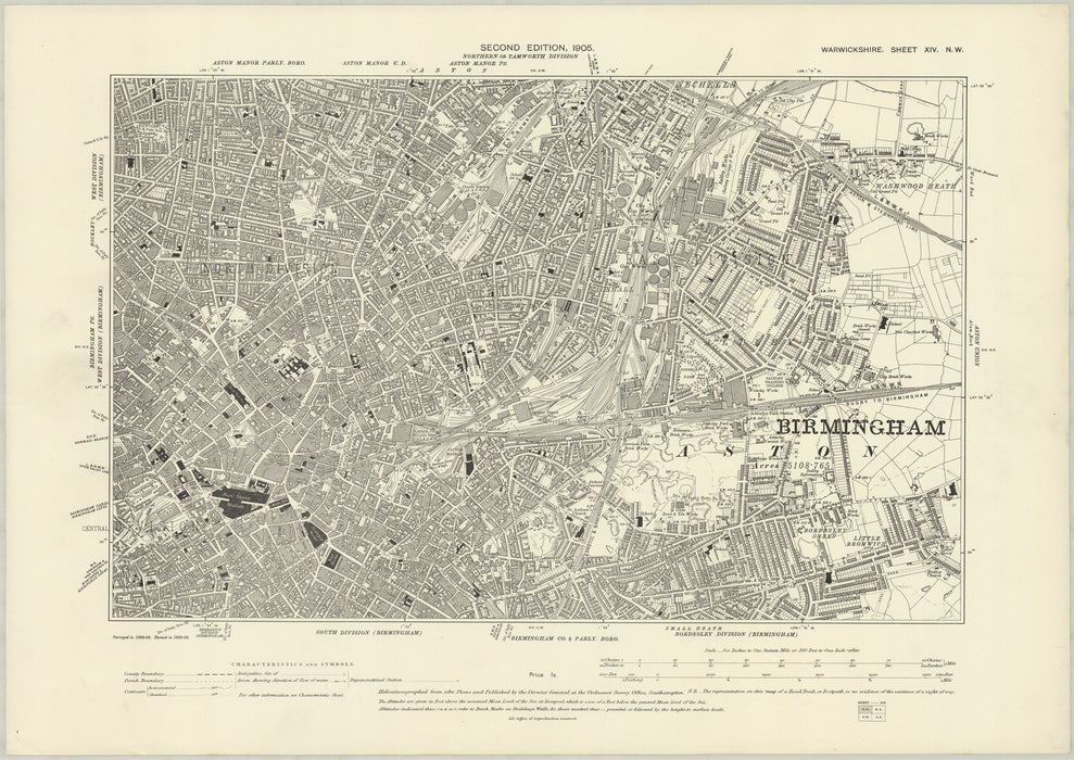 Birmingham Central and East 1905 Map