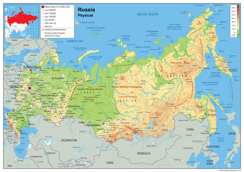 Russia Physical Map | I Love Maps