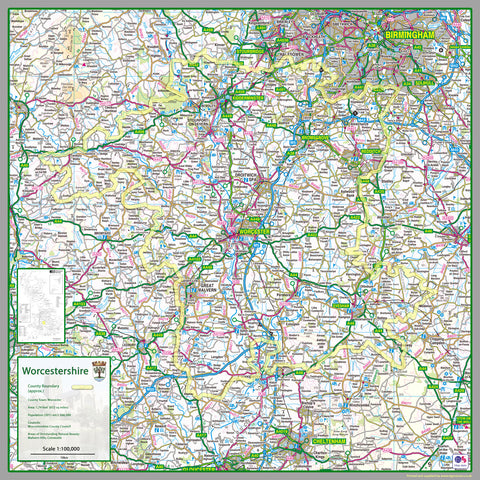 Worcestershire County Map | I Love Maps