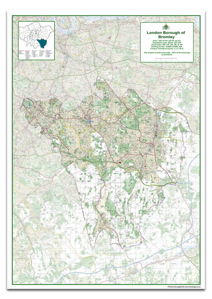 Bromley London Borough Map | I Love Maps