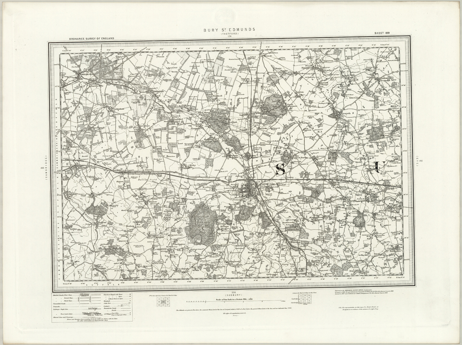 1890 Collection - Bury St Edmunds (Thetford) Ordnance Survey Map