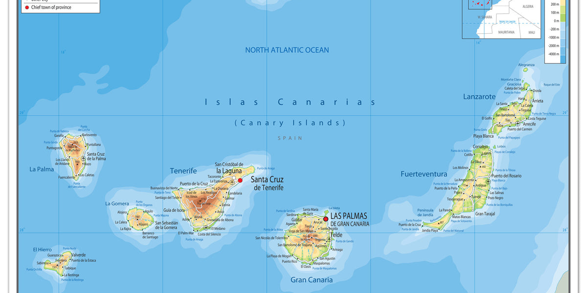 Canary Islands Physical Map– I Love Maps