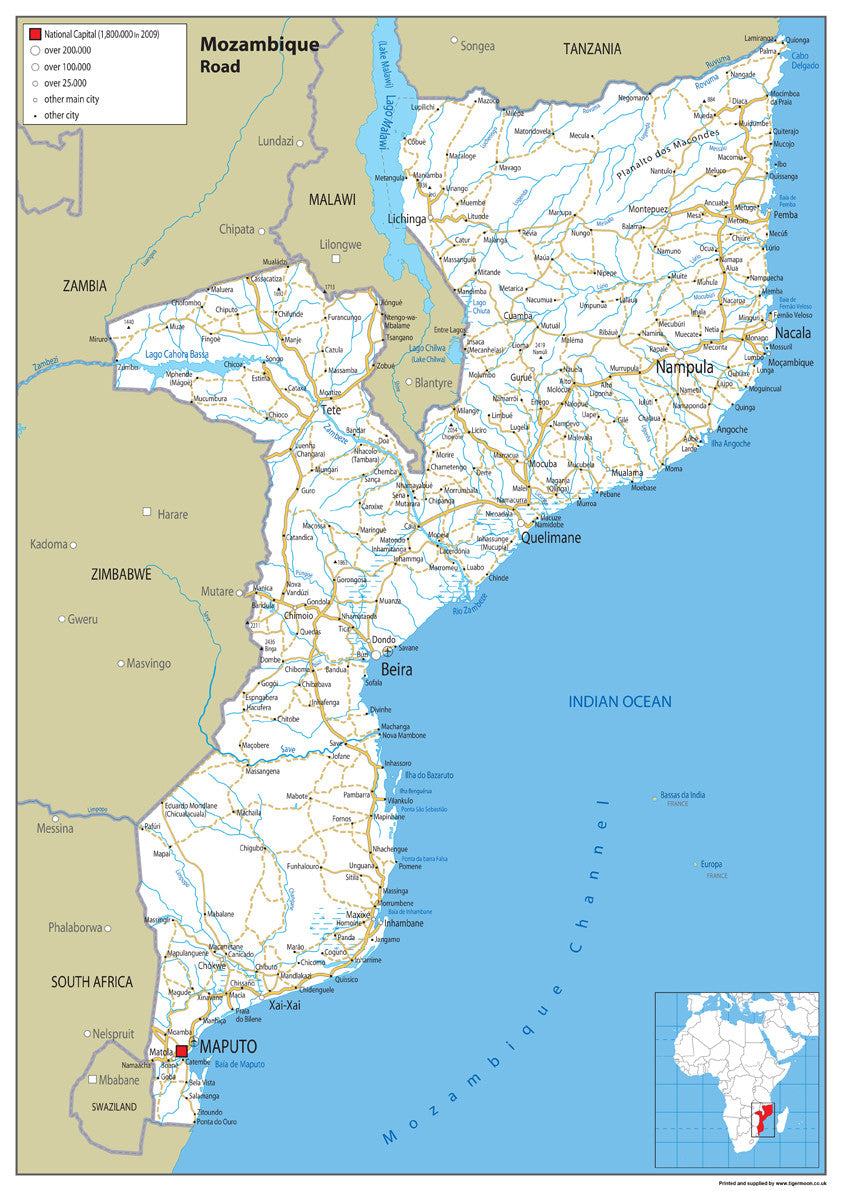 Mozambique Road Map– I Love Maps