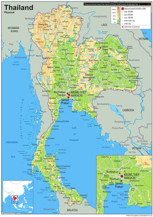 Thailand Physical Map– I Love Maps