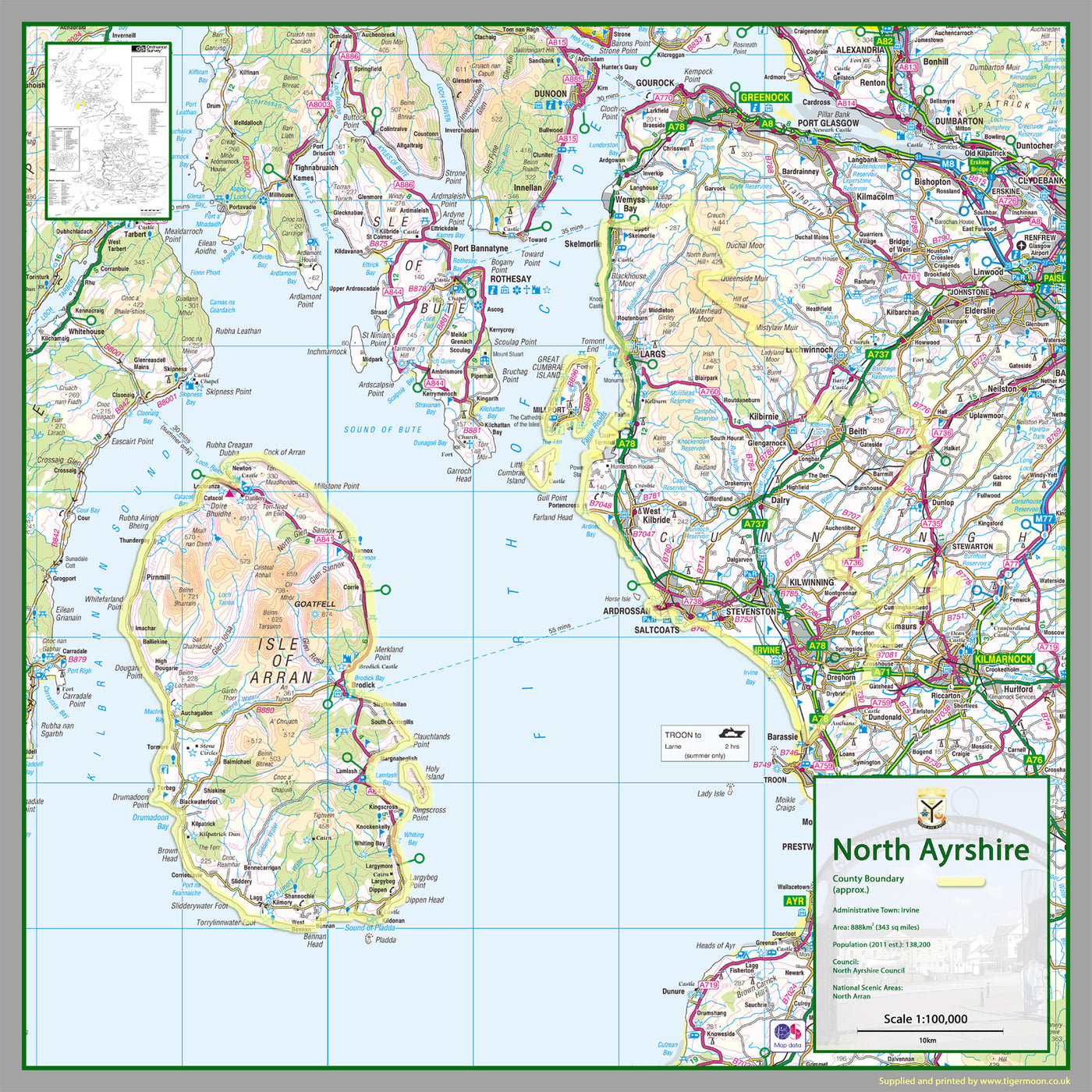 North Ayrshire County Map– I Love Maps