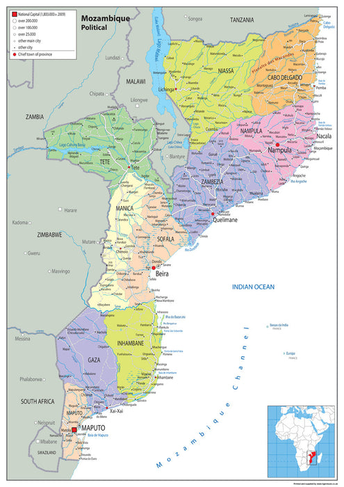 Mozambique Political Map