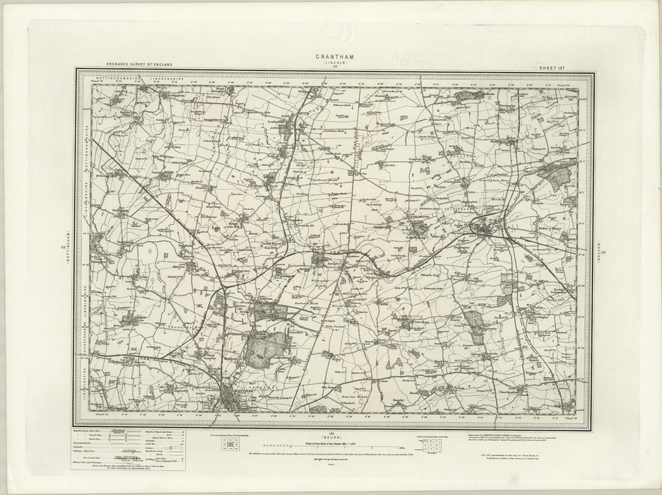 1890 Collection - Grantham (Lincoln) Ordnance Survey Map
