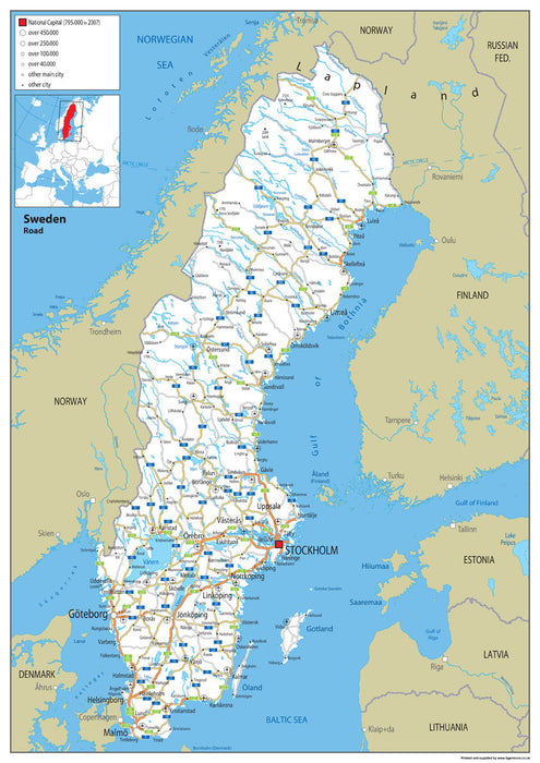 Sweden Road Map