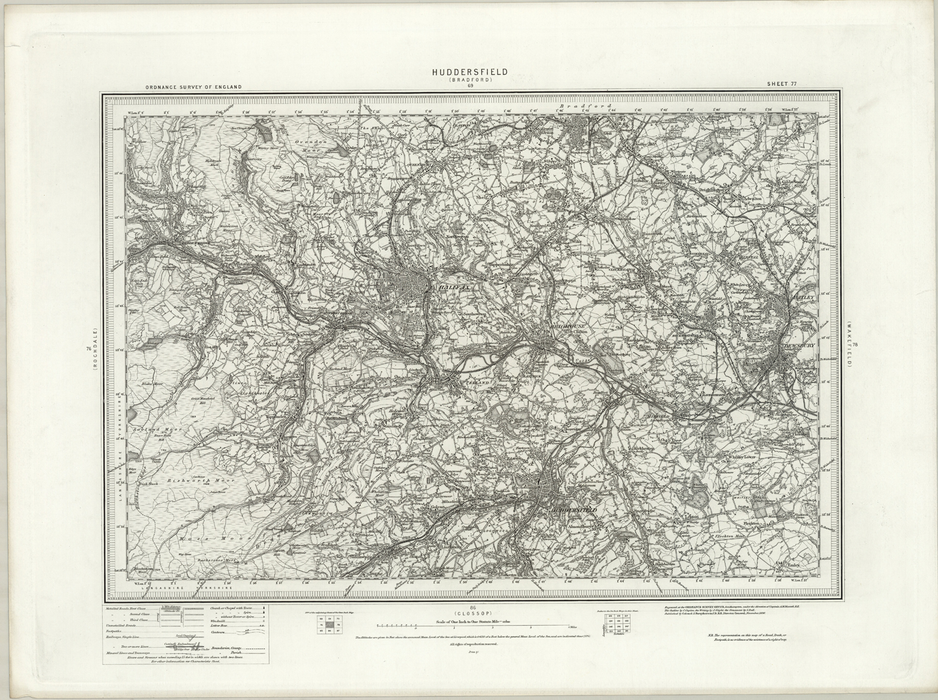 1890 Collection - Huddersfield (Bradford) Ordnance Survey Map
