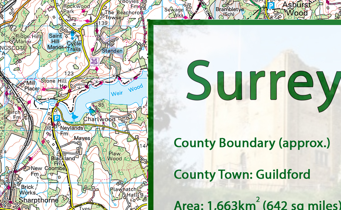 Surrey County Map 50k