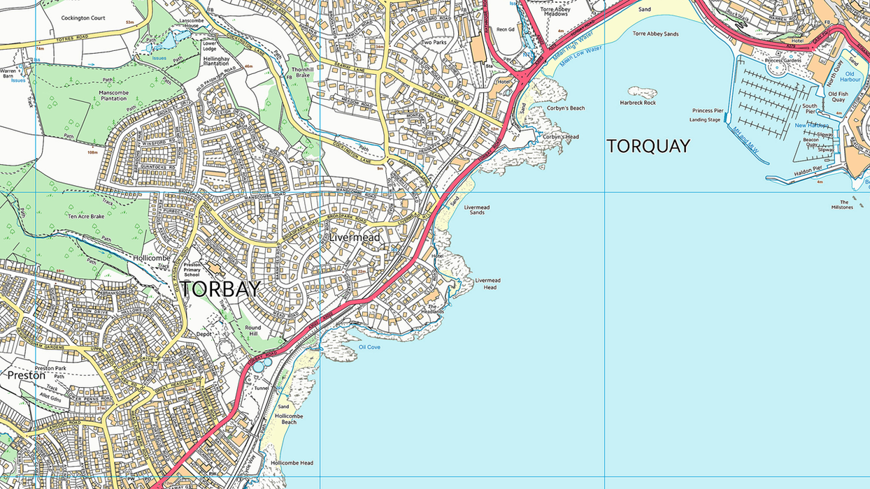 Torquay, Paignton and Brixham Coastal Area Map