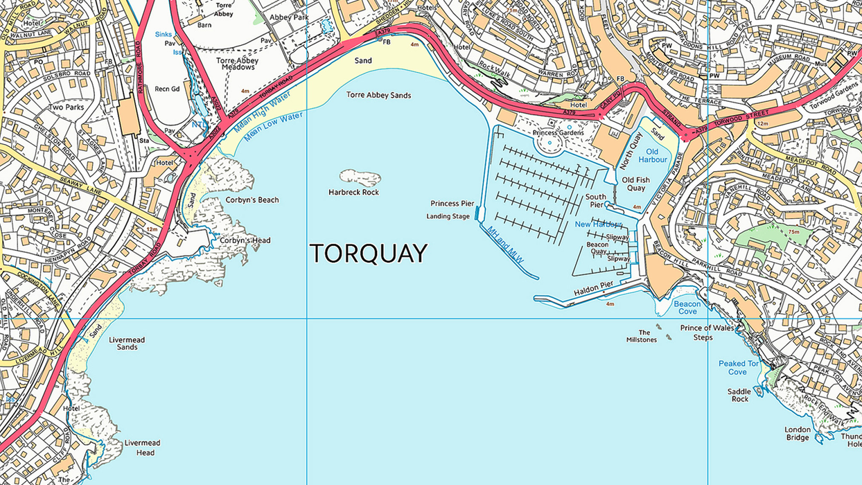 Torquay, Paignton and Brixham Coastal Area Map