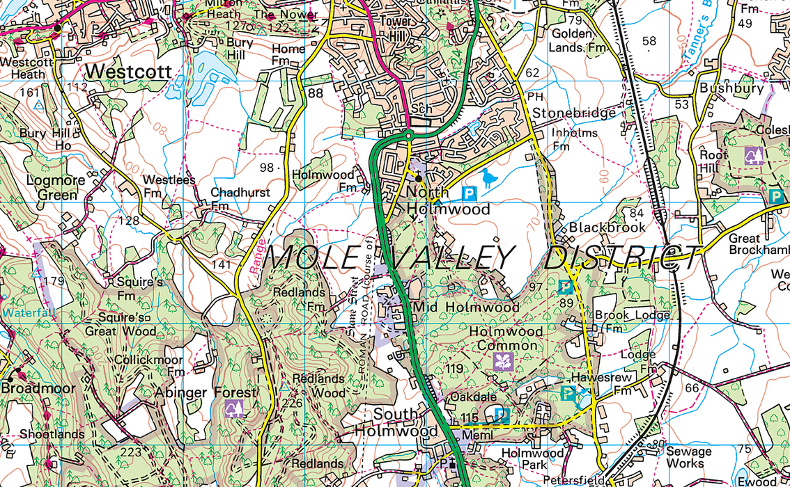 Surrey County Map 50k