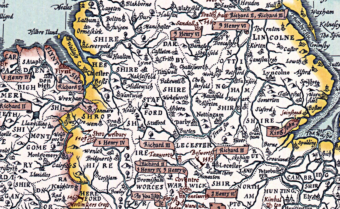 Shakespeare's Britain Map by National Geographic Society