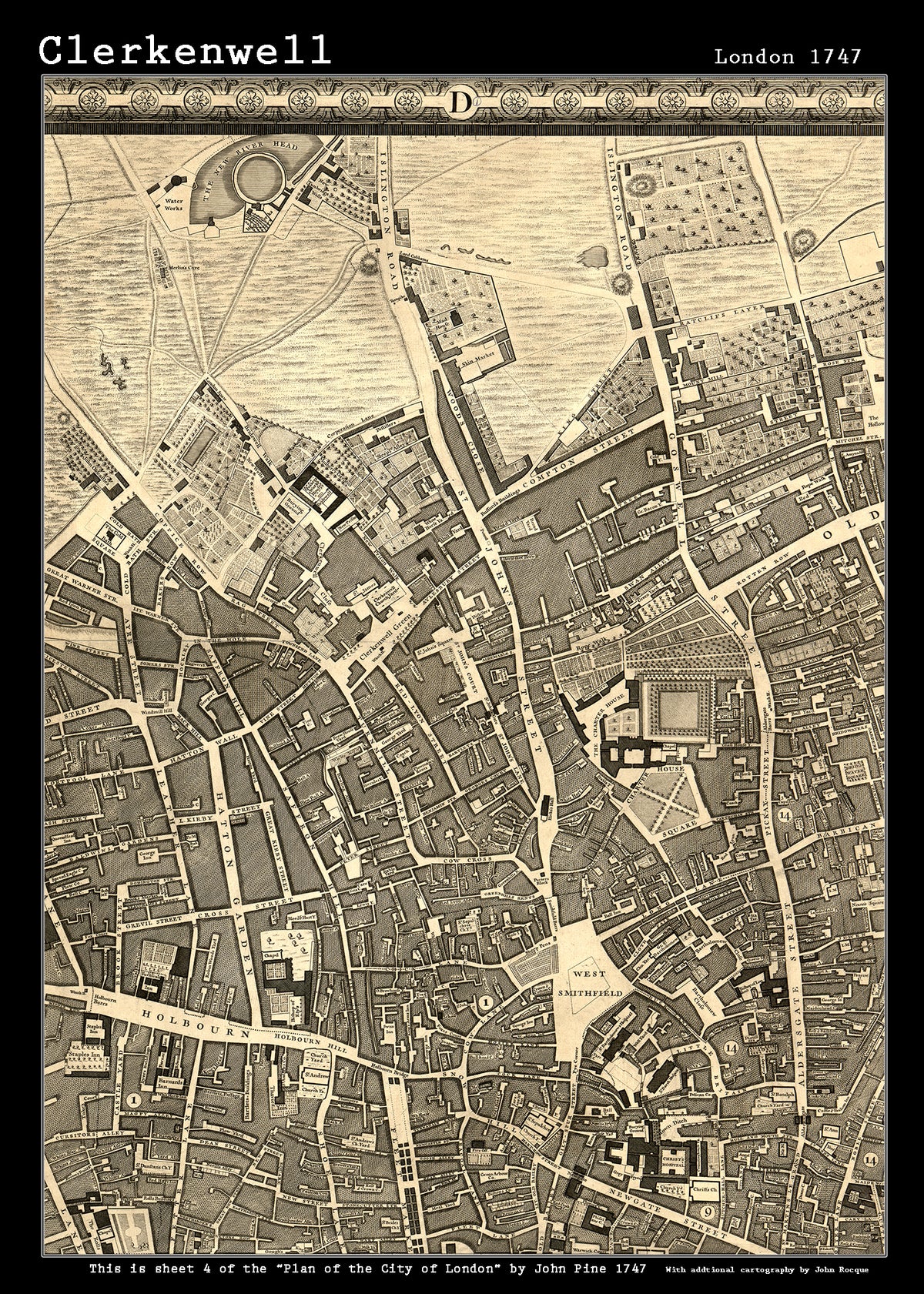 John Rocques New Map of London 1746 Clerkenwell- size A2.– I Love Maps