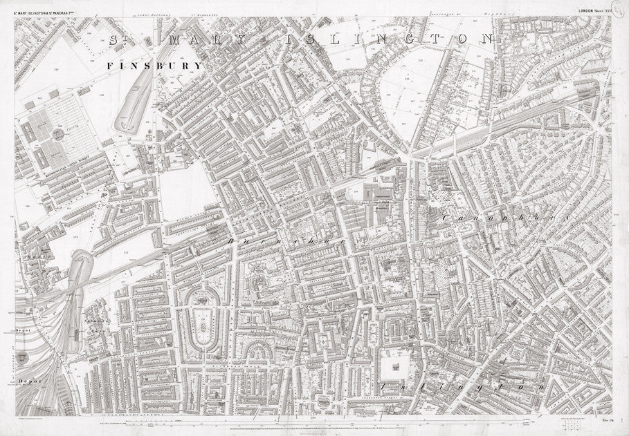 London 1872 Ordnance Survey Map - Sheet XVII - Islington | I Love Maps