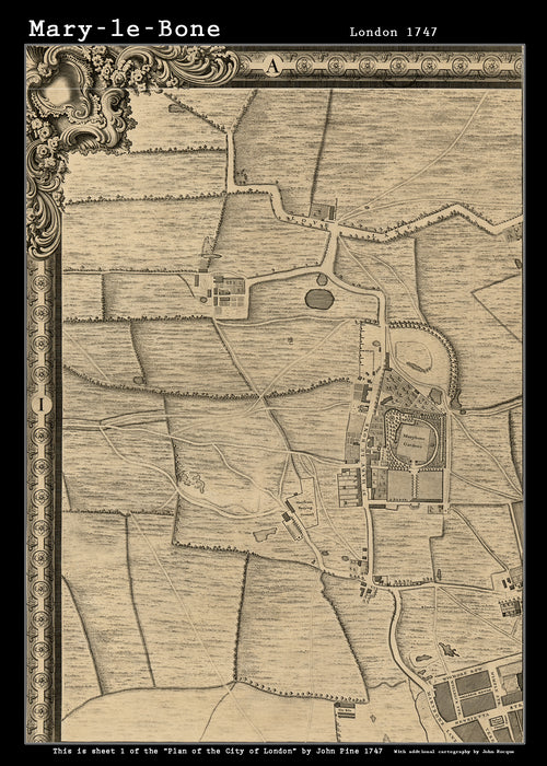 John Rocques New Map of London 1746 Marylebone