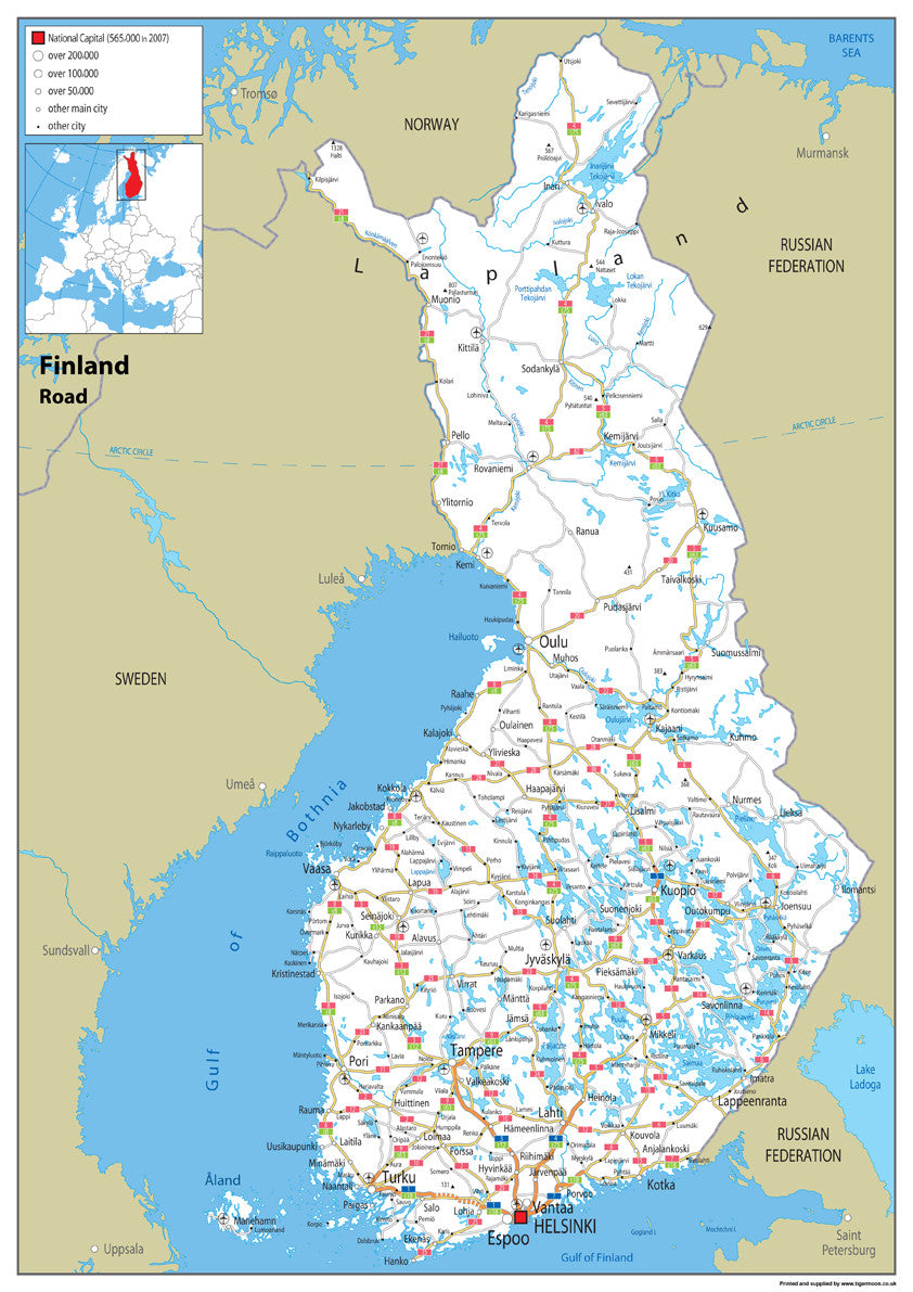 Finland Road Map– I Love Maps