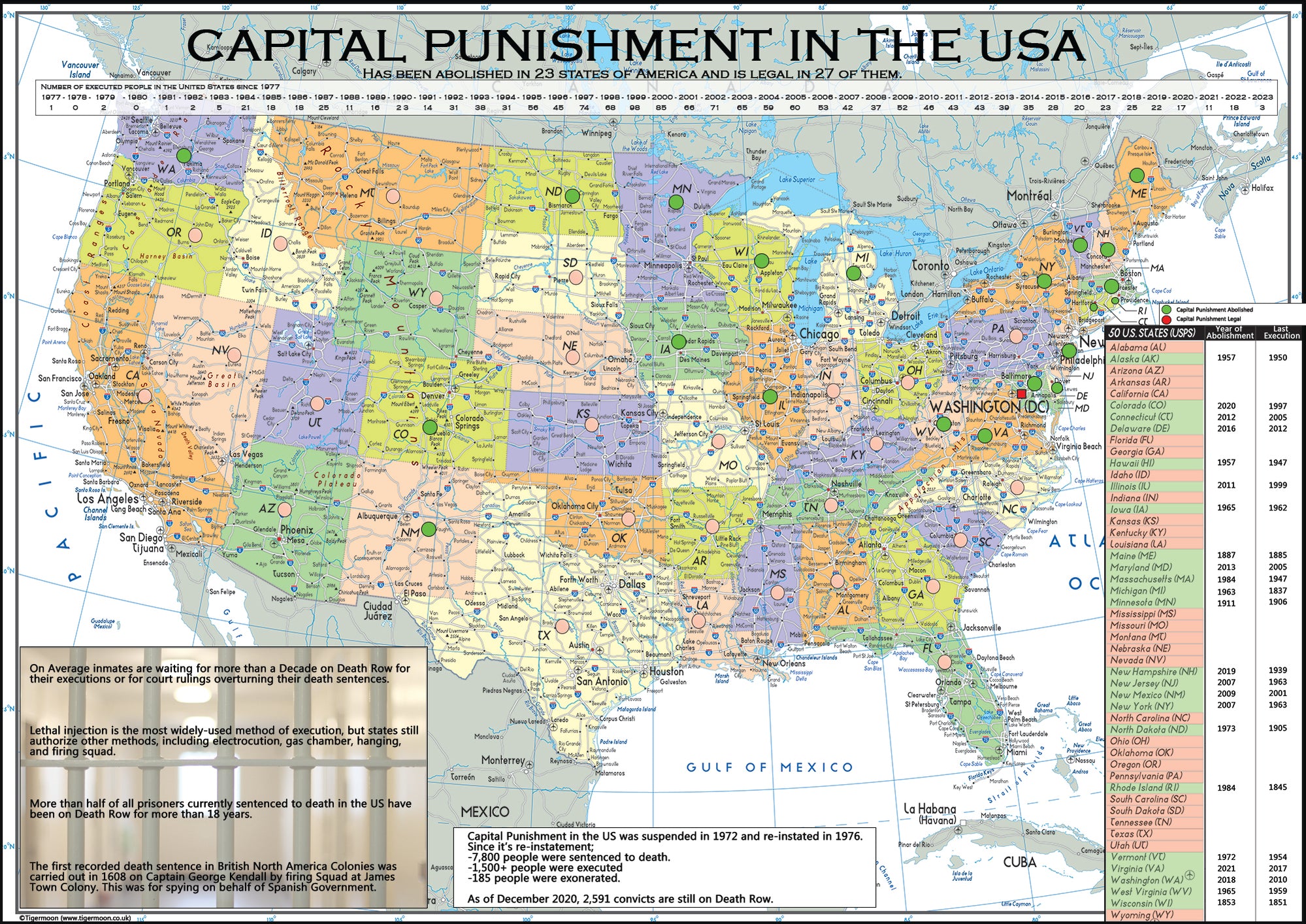 Capital Punishment in the USA Thematic Map– I Love Maps