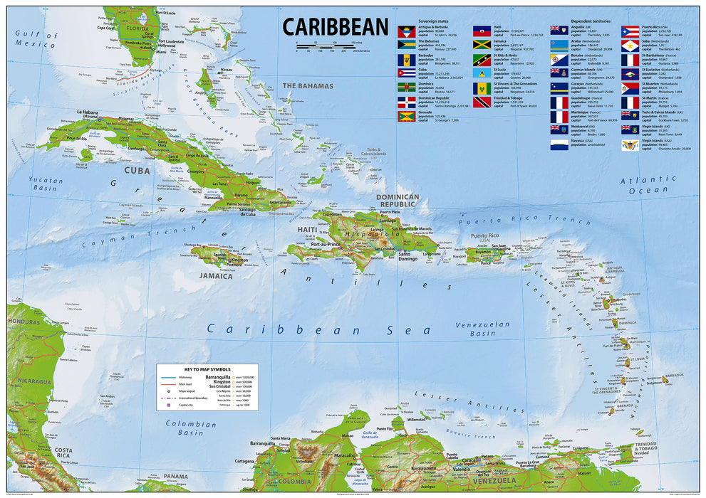 Caribbean Physical Map