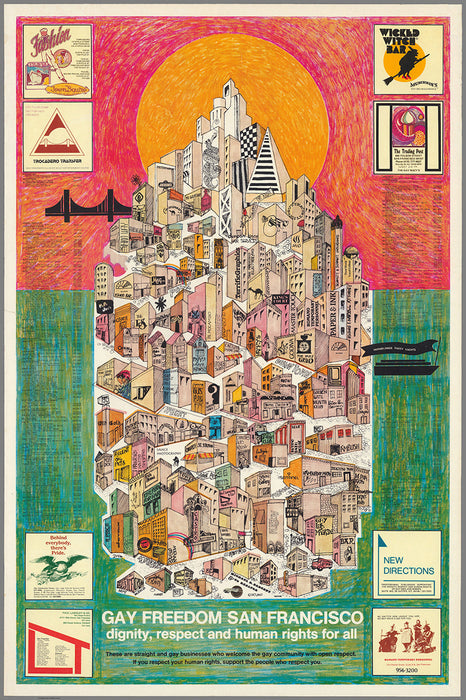 1980's Pictoral Gay Freedom in San Francisco Map Art