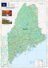 A physical map of Maine (The Pinetree State) in the Northeastern Region of the United States of America showing the capital, Augusta and the cities of:  Portland Lewiston Bangor South Portland Auburn Biddeford Sanford Saco Westbrook Augusta Waterville