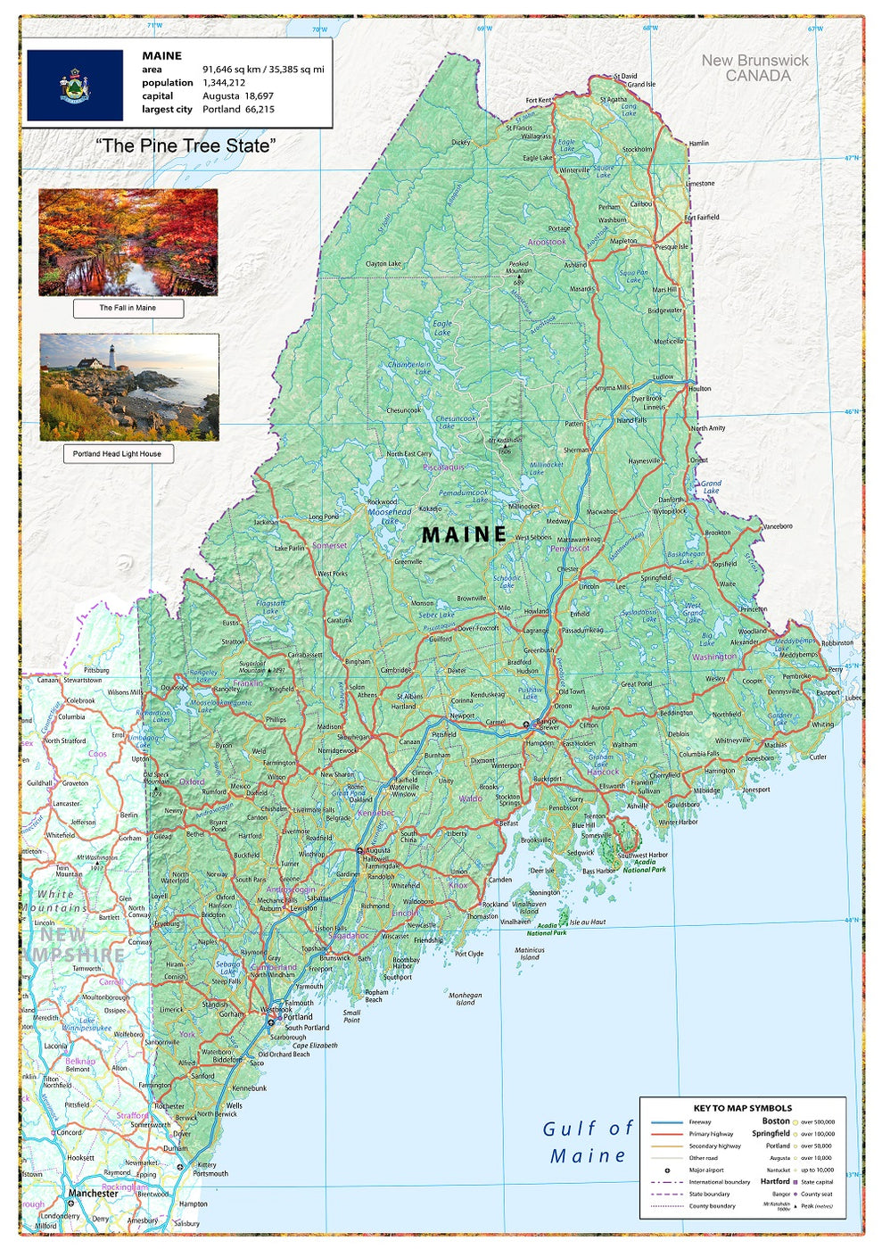 Maine Physical State Map– I Love Maps